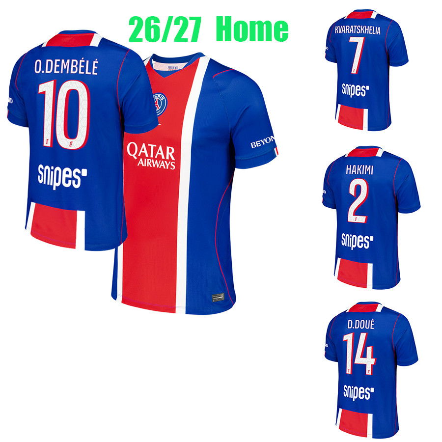 26 / 27 O.DEMBELE jersey 26 / 27 PSG-home áo bóng đá KVARATSKHELIA D.DOUE VITINHA HAKIMI BARCOLA Áo 