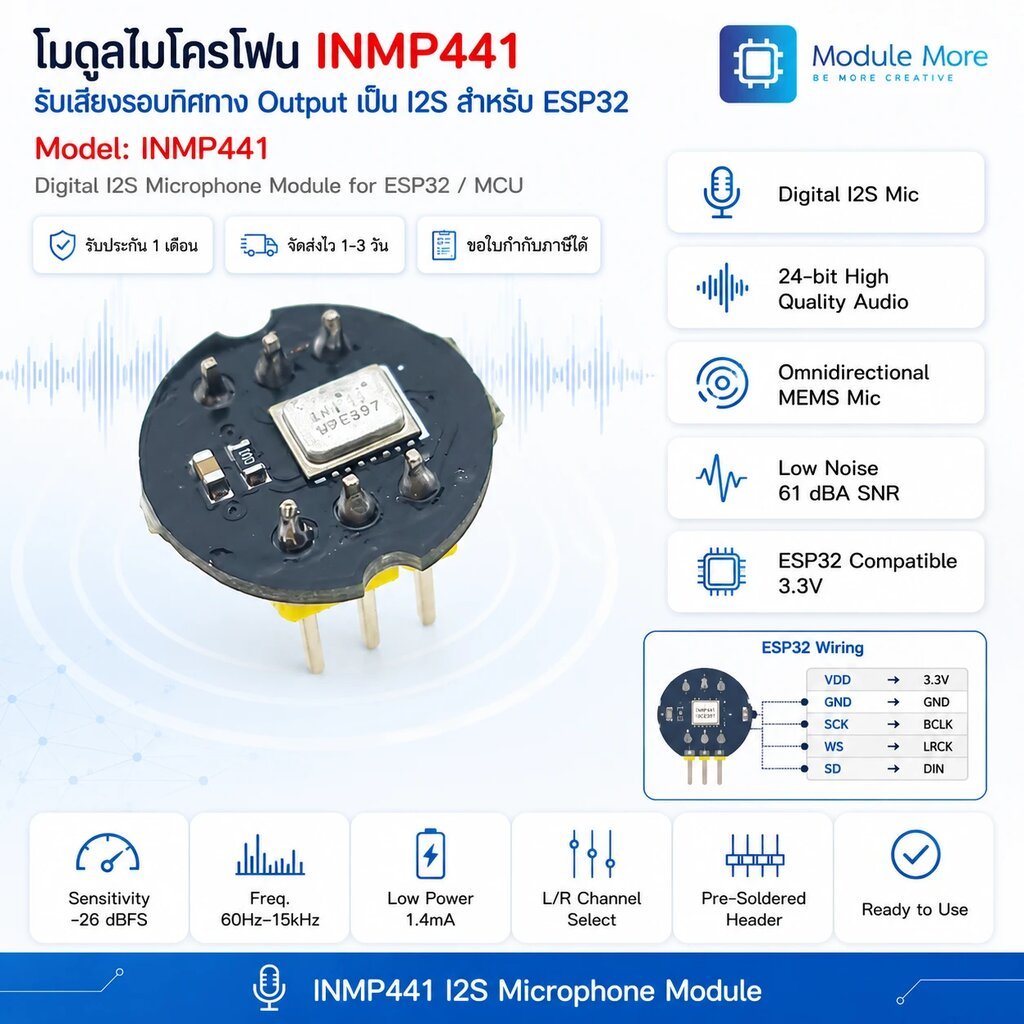 Mô-đun micro đa hướng INMP441 I2S cho ESP32 [Chân đã bán]