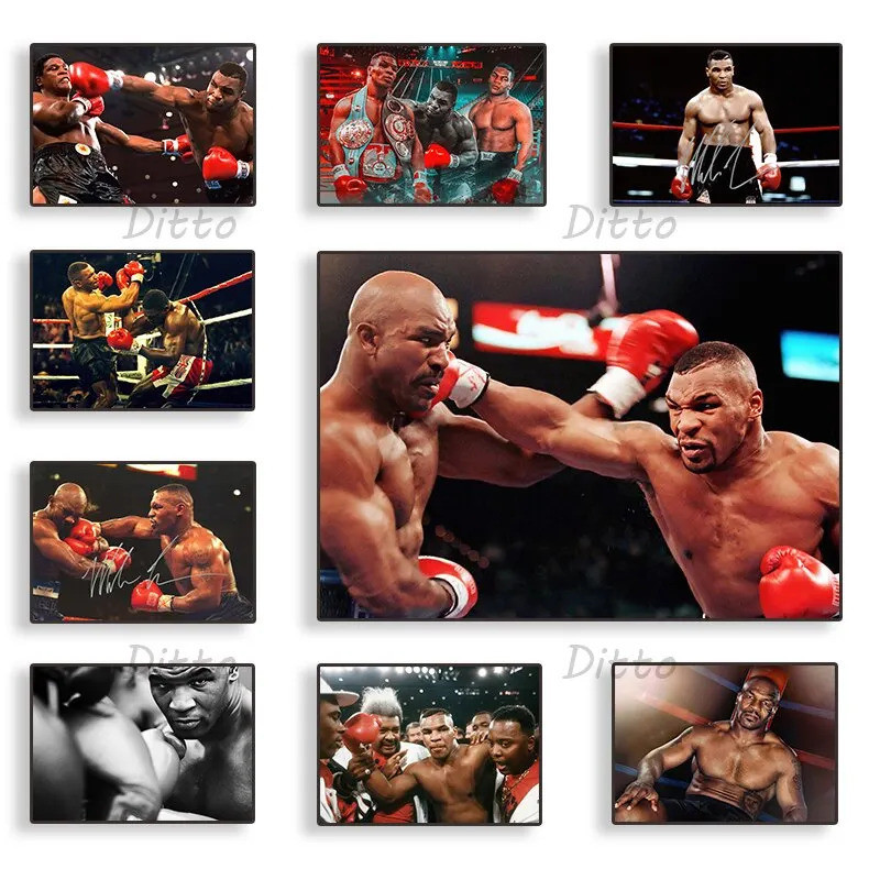 Mike Tyson Vintage Boxing Poster Canvas In Hình Nghệ Thuật Treo Tường Cho Phòng Ngủ Trang Trí Nhà