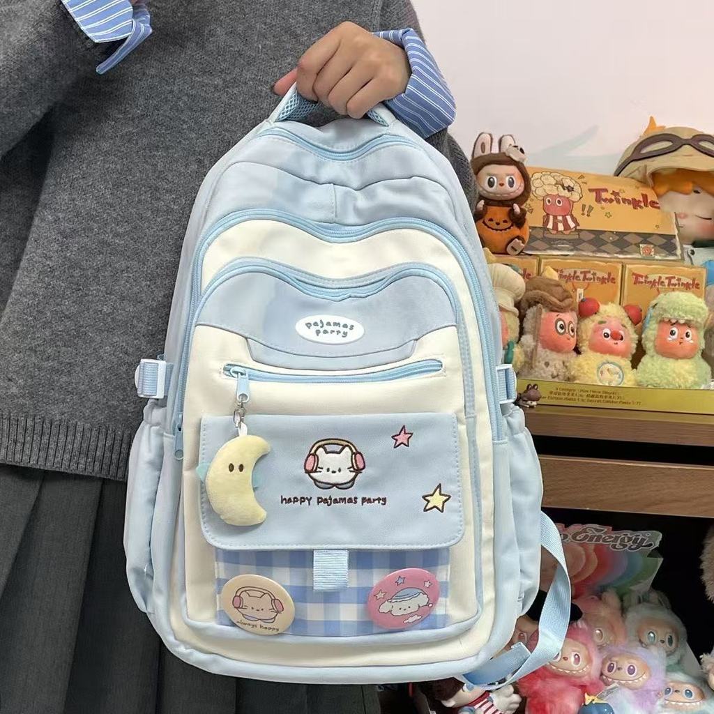 Balo lười phong cách mùa xuân mới dành cho học sinh trung học cơ sở nữ ba lô du lịch dung tích lớn cặp sách sinh viên