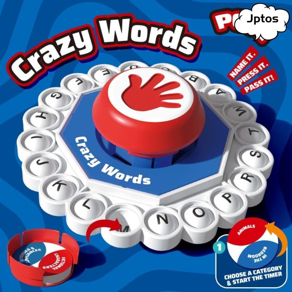 JPTOS Crazy Words Board Game, Letter Spelling Quick Thinking English Board Game, Funny Fast Paced AB