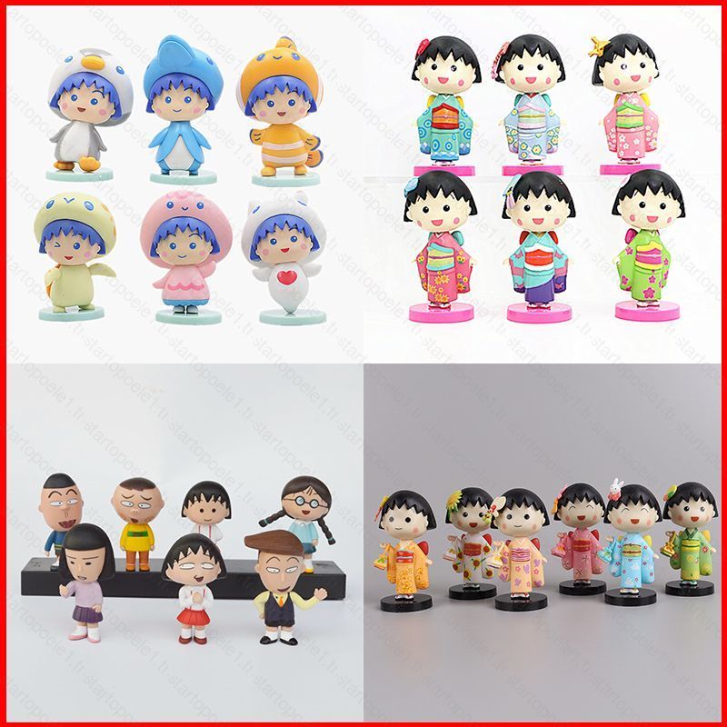 ST1 6 / 7 / 8 / 12 Chiếc Chibi Maruko-chan Nhân Vật Hành Động Quà Tặng Cho Bé Gái Trang Trí Xe Bộ Sư