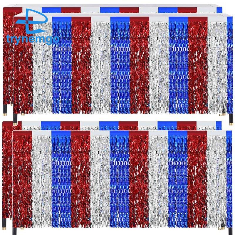 4 Gói 4th of July Đồ trang trí Váy bàn Tinsel Trang trí tiệc B