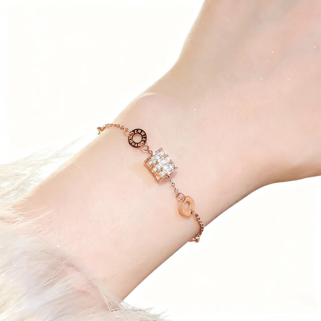 Vòng tay thép titan zircon retro la mã nhỏ eo cho teen, cao cấp - 12.9