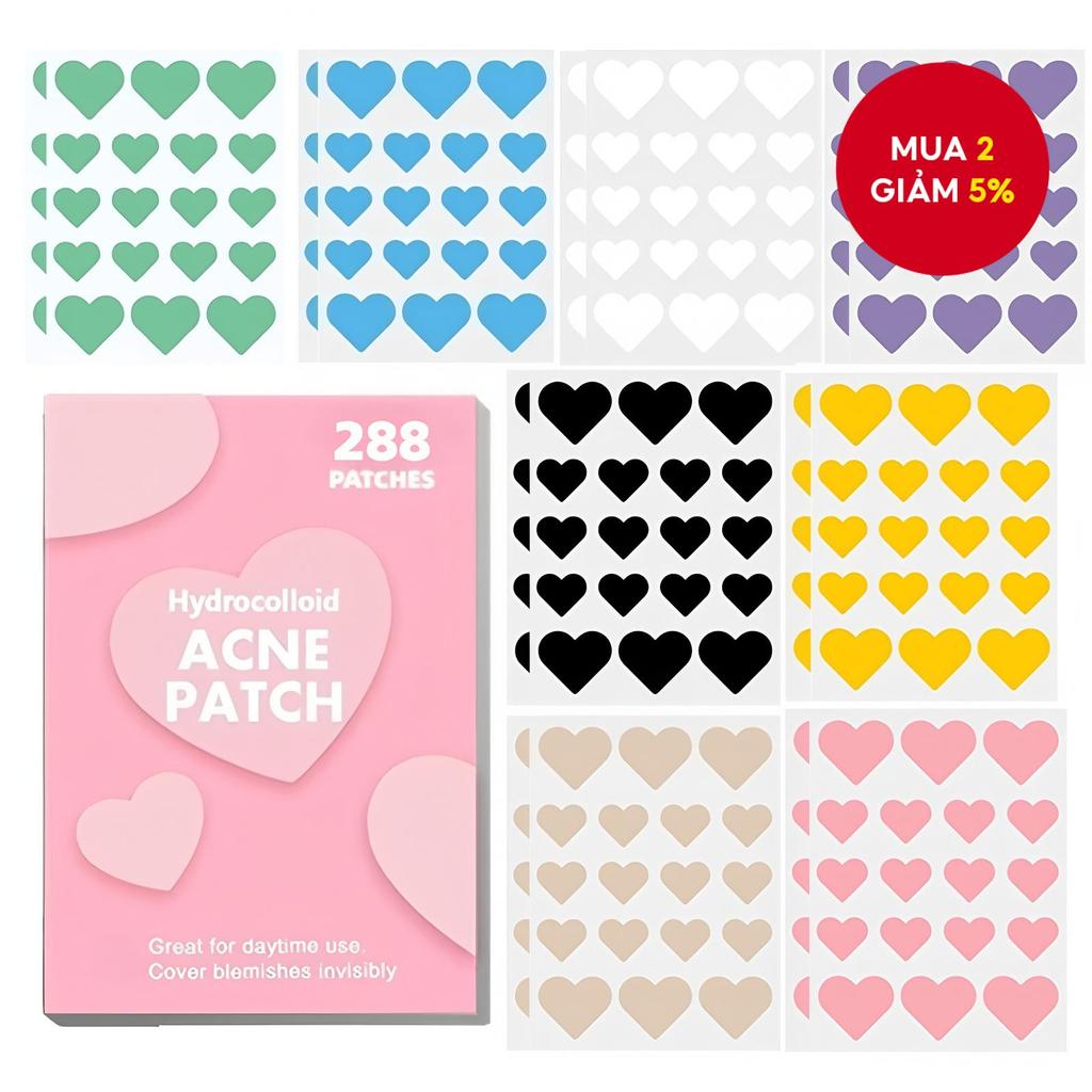 288 miếng dán mụn cho mặt, miếng dán mụn hydrocolloid che phủ mụn, vết thâm và mụn, miếng dán tàng h