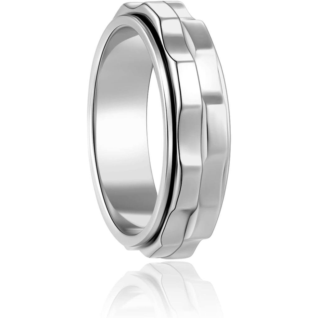 Nhẫn Fidget Dành Cho Sự Lo Âu Cho Nữ, Vòng Quay Lo Âu Bằng Thép Không Gỉ Fidget Hai Bánh Răng Fidget