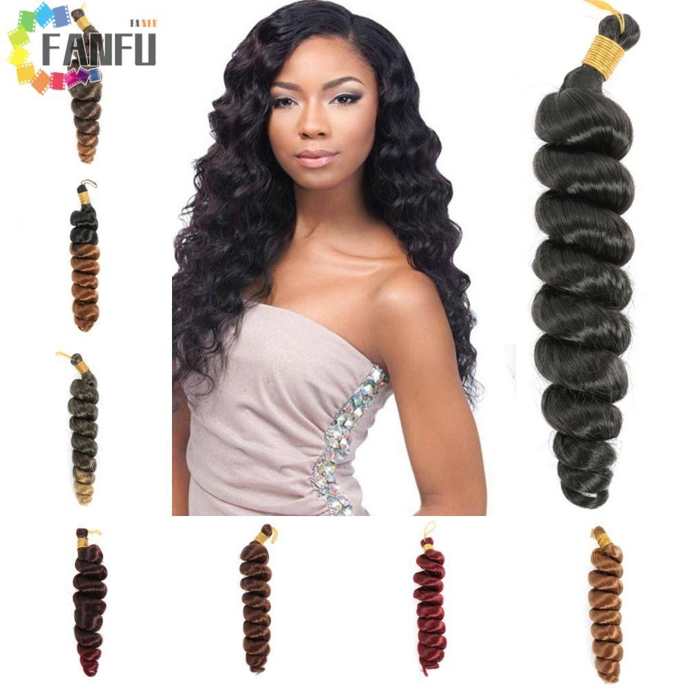 FANFUZOUZU - Tóc Giả Xoăn Pháp Naturally Curl Extensions, Kiểu Tóc Ombre & Braids, Chất Liệu Tổng Hợ