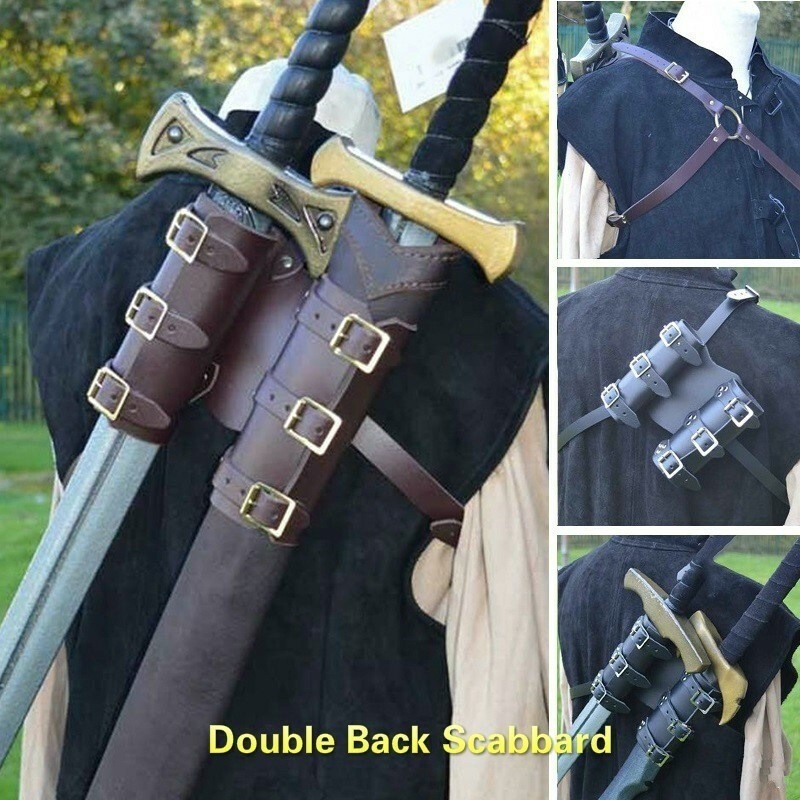 Da Trung Cổ Đôi Thanh Kiếm Giá Đỡ Lưng Giành Chiến Binh Cosplay Thanh Kiếm