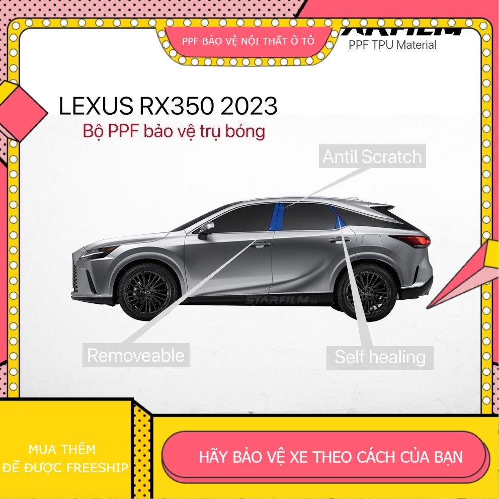Lexus RX350h 2023 ~ 2025 PPF TPU bảo vệ chống xước trụ bóng
