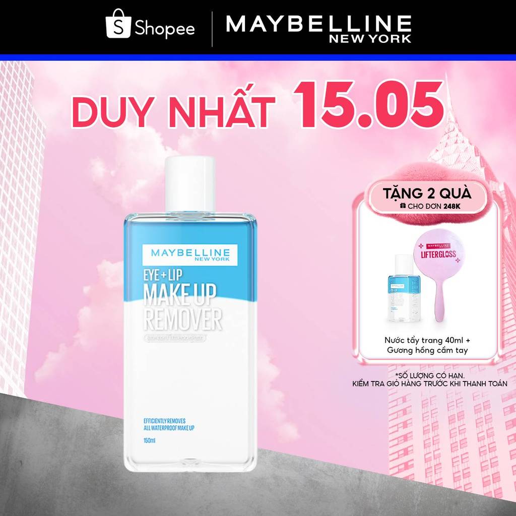 Nước tẩy trang mắt và môi Maybelline New York Eye & Lip Makeup Remover 150ml
