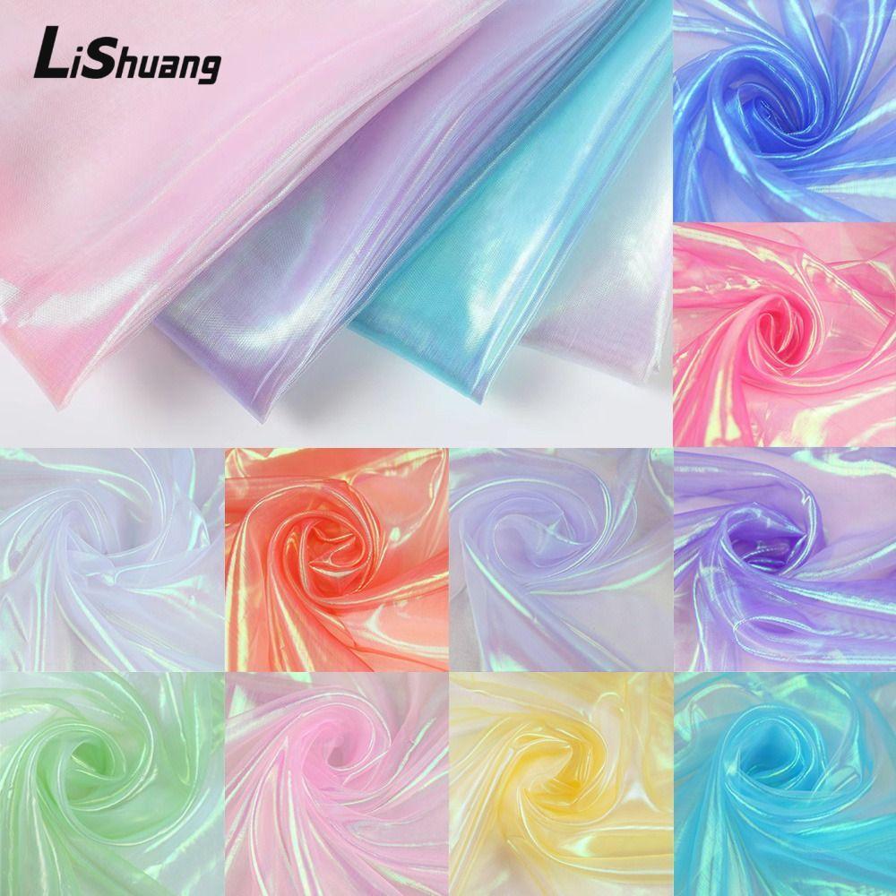 LISHUANG Organza Vải, Vải tuyn Laser Trong Suốt Mỏng, Trang Trí Vải Tulle Sáng Bóng Organza Váy Thiế