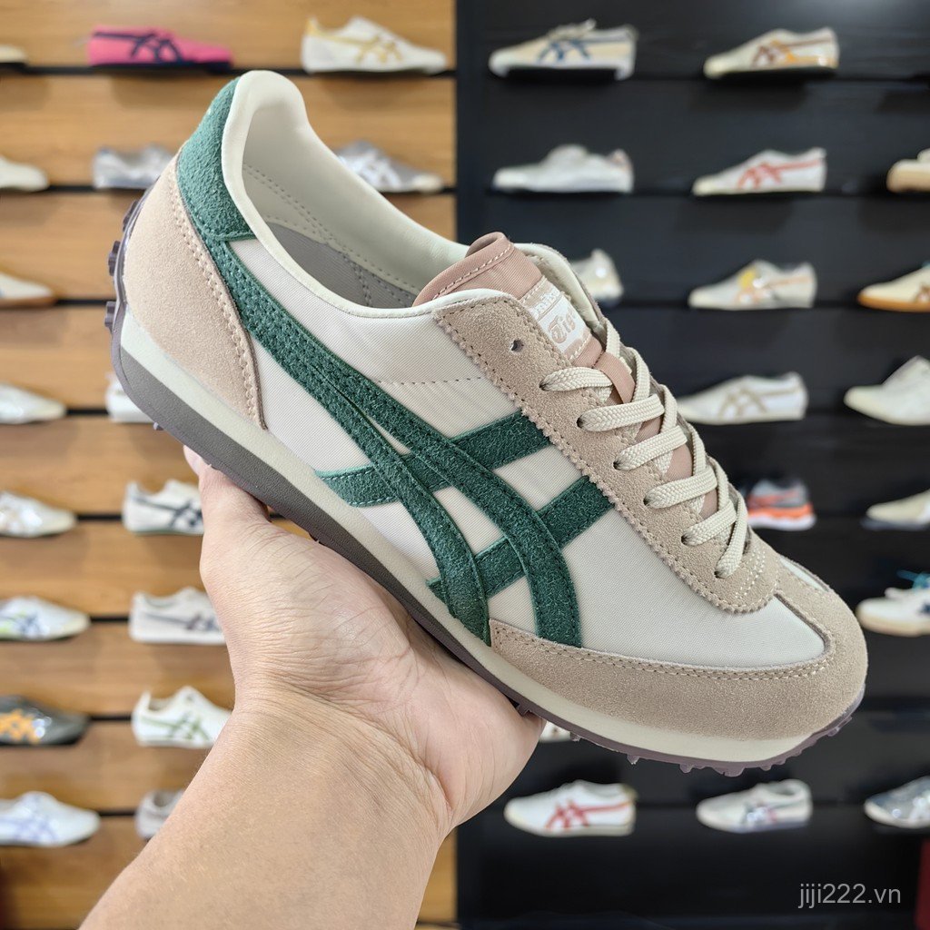 Giày chạy bộ Onitsuka Tiger California 78EDR màu be và xanh lá cây F5AO