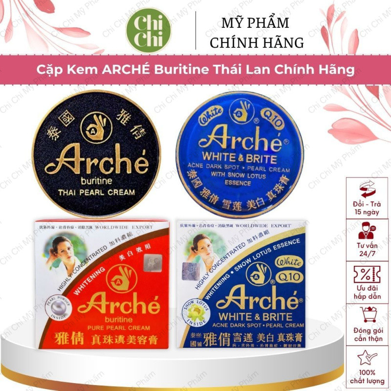 Cặp Kem Arche Thái Lan AC Xanh Và AC Đỏ Chính Hãng - Kem Dưỡng Trắng Da, Mờ Thâm Sạm, Nám, Tàn Nhang