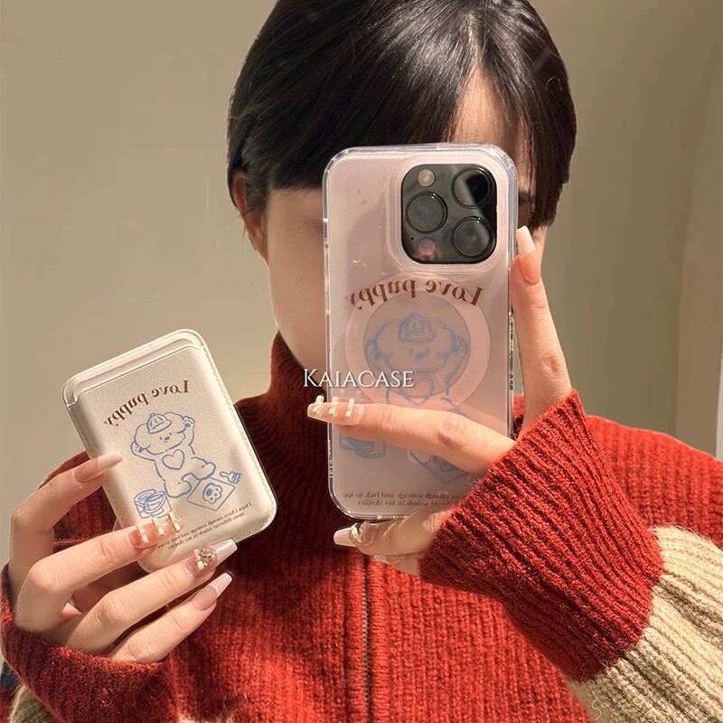 ví magsafe iphone magsafe wallet Thẻ Foundation Line Blue Bear Thích hợp cho Huawei nova12 / U / 9 H