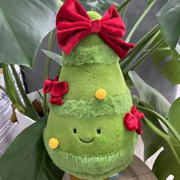 Bowknot Christmas Tree Christmas Wreath Decoration Plush Toy Doll Christmas Gift