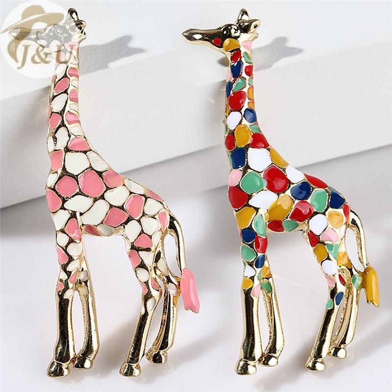 Juwel Men Huy hiệuCorsage thổ cẩm hình hươu cao cổ - Món quà dễ thương dành cho nữ