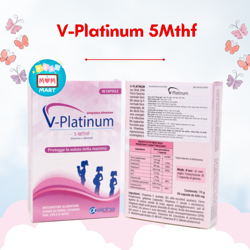 V-Platinum 5-Mthf, Viên Uống Bổ Sung 5Mthf Cho Mẹ Bầu Phòng Ngừa Dị Tật Thai Nhi, Tăng Khả Năng Thụ 