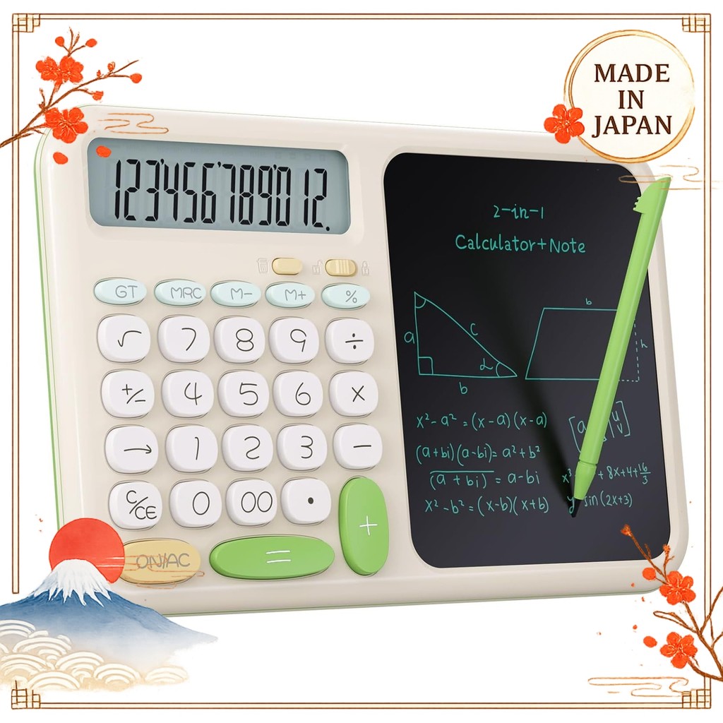 ROATEE Calculator Memo 12 Digit Calculator Stylish Electronic Memo Pad Included One Touch Erase Cute