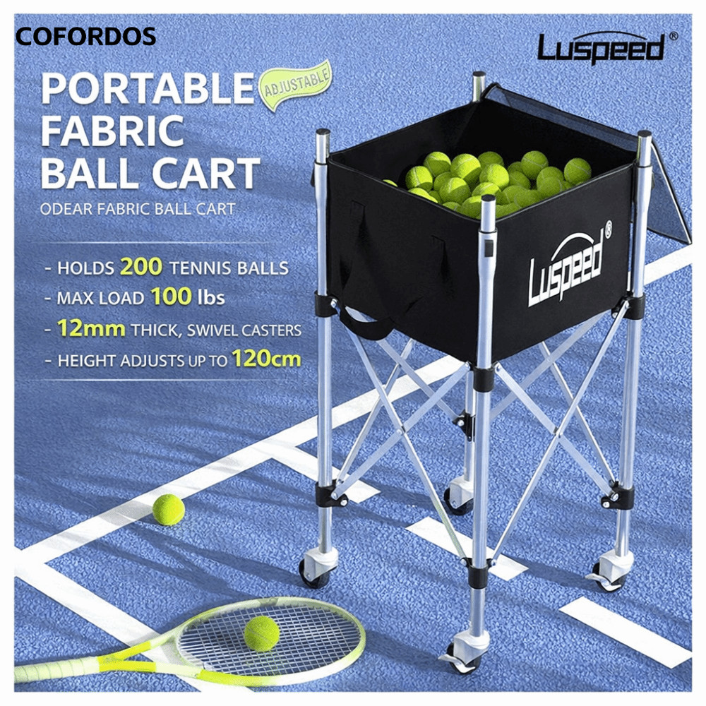 Xe đẩy bóng tennis COFORDOS và Luspeed - Khung thép không gỉ, dễ dàng điều chỉnh độ cao