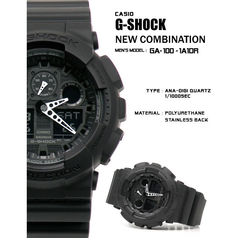 JOCELLEN Ưu đãi tốt nhất Chính hãng G SHOCK GA100 / GA-100-1A1 / GA 100 BatMan Black AutoLight World