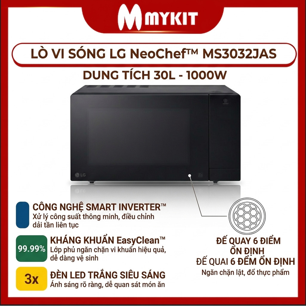 Lò Vi Sóng LG NeoChef™ 30l màu Đen MS3032JAS