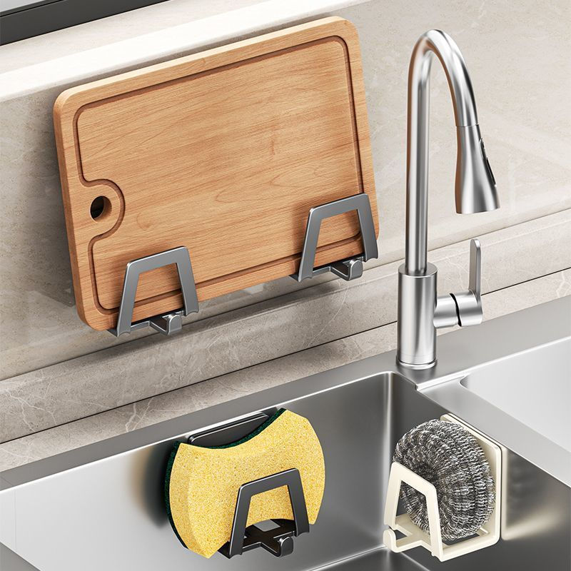 TQ~No-drill kitchen drain rack, sponge holder, household pot lid rack, sink steel wool storage, wall
