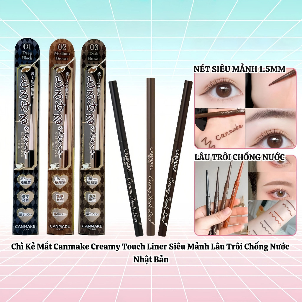 Nhật Bản  Chì Kẻ Mắt Canmake Creamy Touch Liner Siêu Mảnh Lâu Trôi Chống Nước