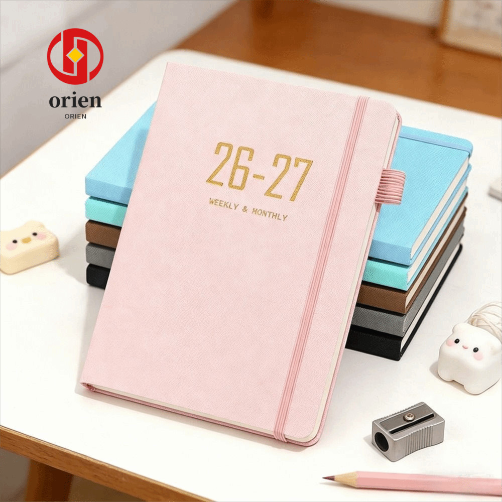 Sổ tay tạp chí bìa cứng ORIEN, Nhật ký Viết kế hoạch hàng ngày 2027 A5 Planner Notebook, Kích thước 