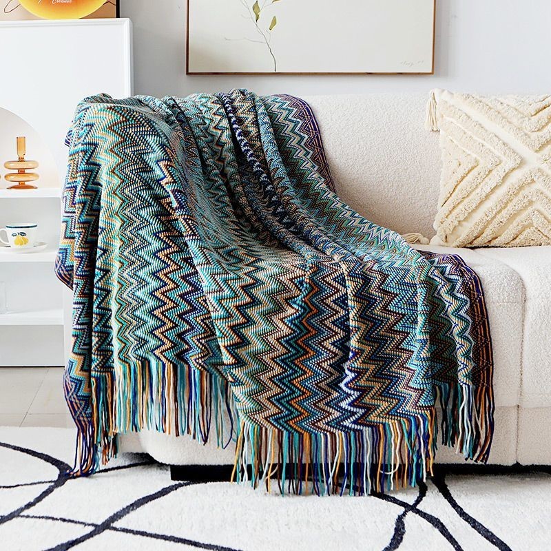 Mỹ Retro Bohemian Chăn Chăn Chăn Chăn Chăn Văn Phòng Ngủ Chăn B & B B Đầu Giường Khăn Dệt Kim Sofa C