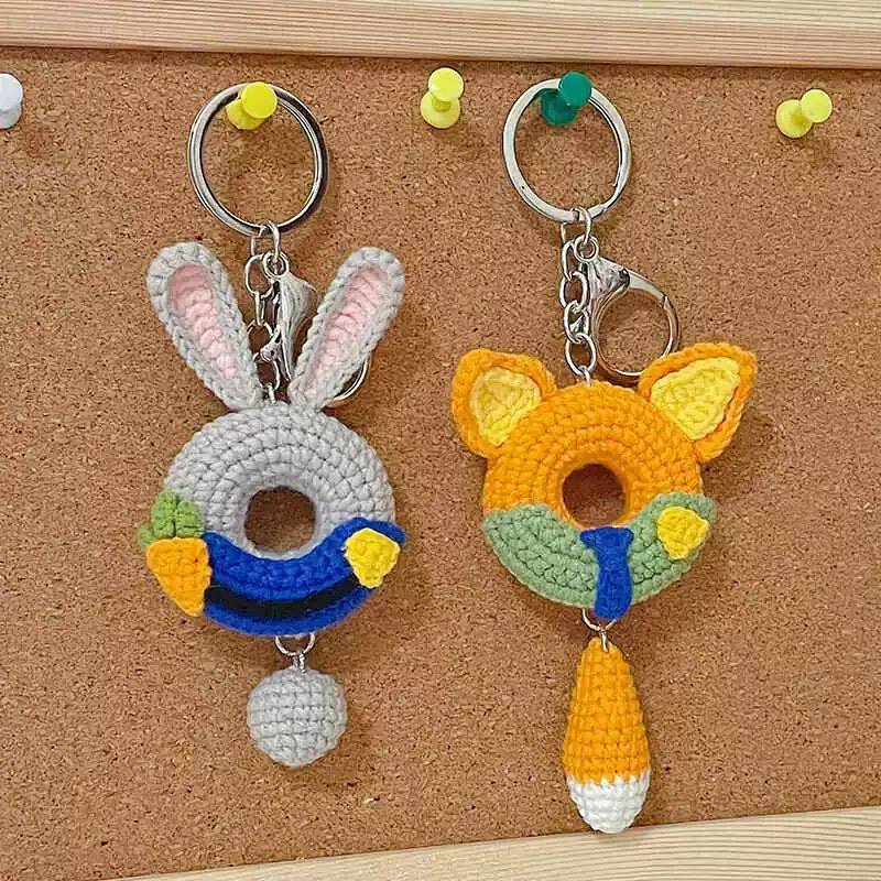 Zootopia Rabbit Fox Handmade Woven Keychain DIY Material Package Girlfriend (Not Finished Product) P
