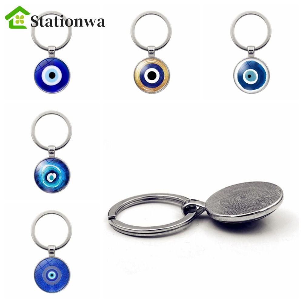 STATIONWA Evil Eye Keyring, Lucky Blue Evil Eye Blue Evil Eye Mặt dây chuyền mắt, Mặt dây chuyền ô t