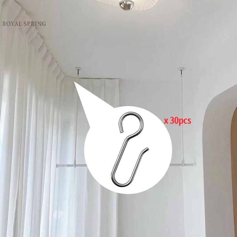 ROYALSPING 30 Chiếc Phụ Kiện Rèm Tiện Dụng Rèm Kim Loại Theo Dõi Cài Đặt Móc Hình Chữ S Kim Loại Trầ
