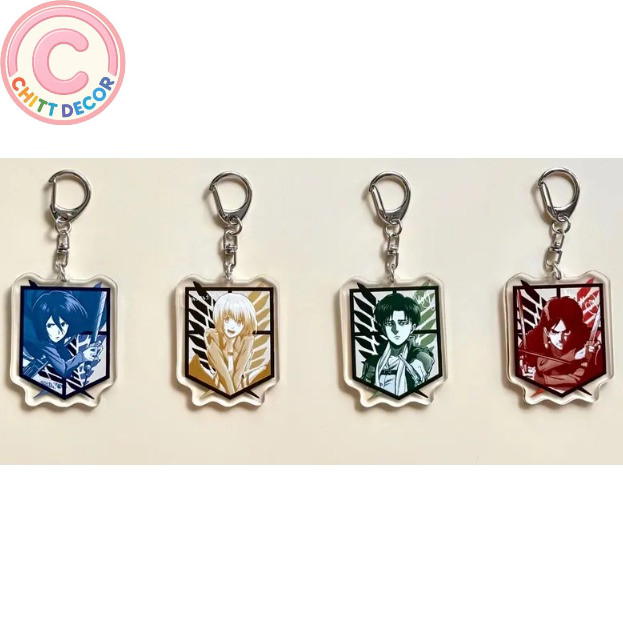 Móc Khóa Acrylic Attack on Titan, Móc Khóa Acrylic Hai Mặt Attack on Titan, Mikasa Ackerman, Eren Ye