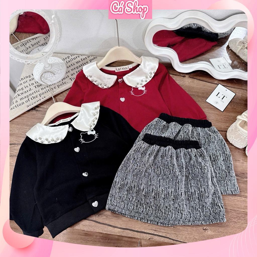 LT88, Set áo len thỏ kitty kèm chân váy ánh nhũ cho bé gái