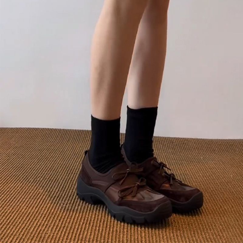 Phong Cách Mới Mare Loafers Retro Nơ Ballet Jane Giày Đế Dày Beret Loafers Nữ