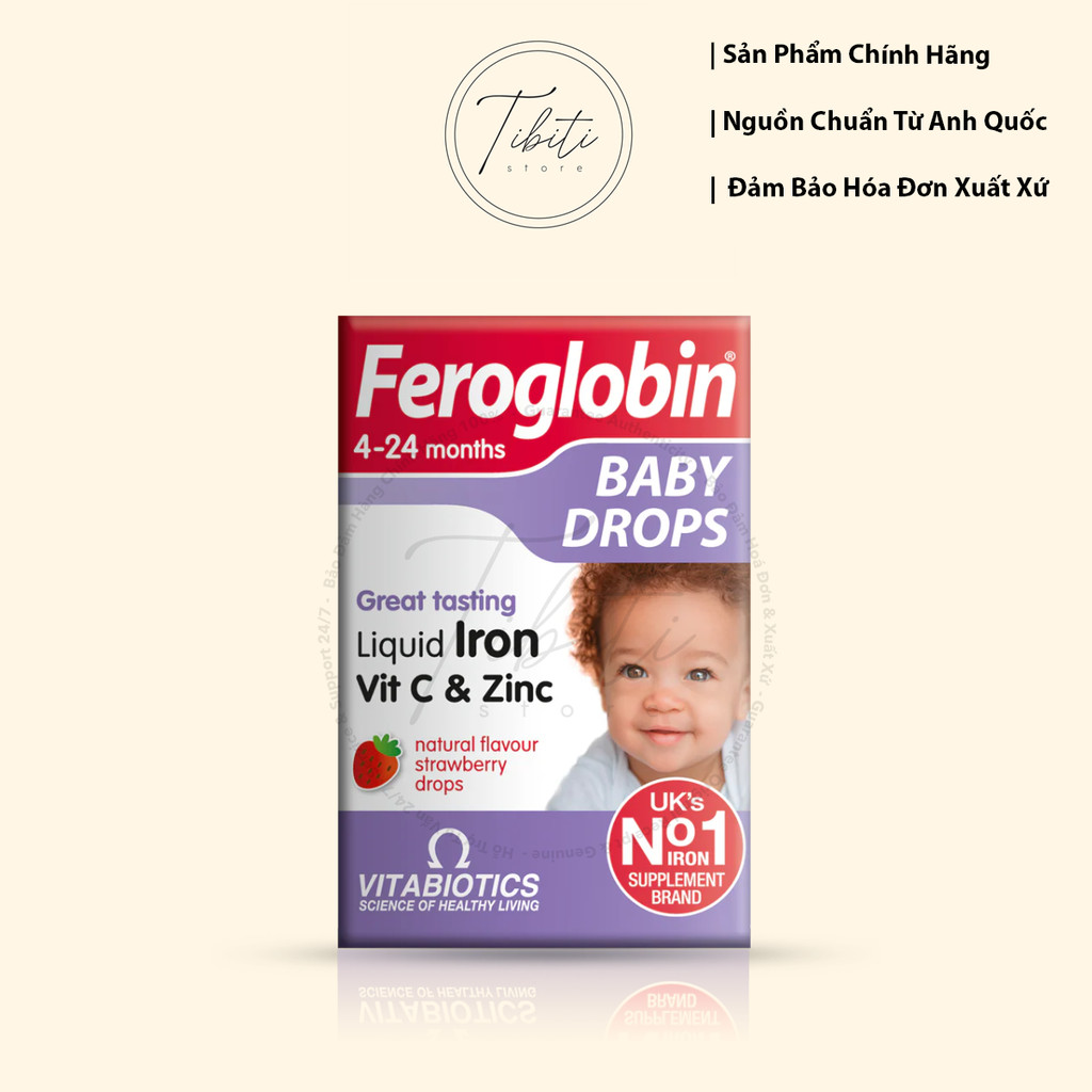 Vitamin Sắt Bổ Máu Dạng Nhỏ Giọt Cho Bé Vitabiotics Feroglobin Baby Drops UK