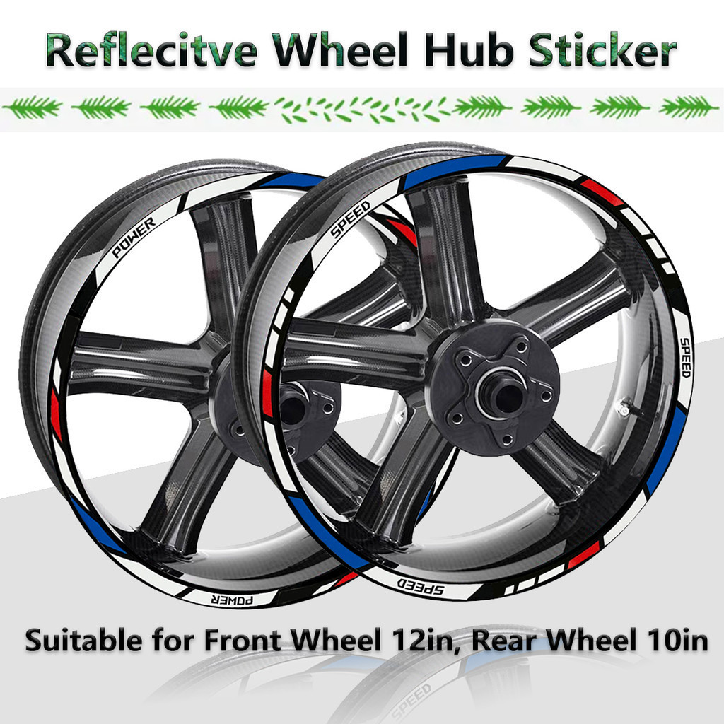 12 CÁI 12in 14in Bánh Xe Máy Lốp Dán Vành Phản Quang Băng Xe Máy Đề Can Xe Đạp (Bánh Trước 12in Bánh