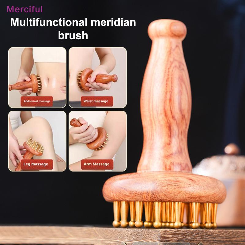 [Mer] Dụng cụ massage Gua Sha bằng gỗ cầm tay Đầu Ne Leg Body Meridian Massage bạch huyết Giảm đau m