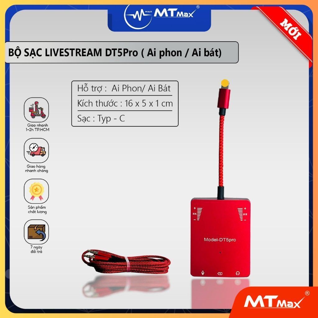 Bộ chuyển đổi Livestream Cao Cấp DT5Pro -Vừa Livestream Vừa Sạc Cho Điện Thoại Ai Phôn, aI Bát