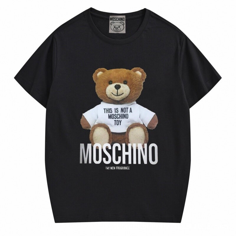 Mới Moschino Hoạt Hình Gấu Ngắn Tay Dáng Rộng Cặp Đôi Nam Nữ Mặc Áo Thun