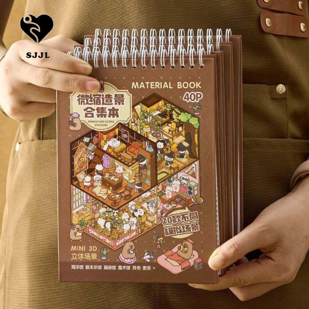 SJJL Nhãn dán cảnh thu nhỏ, Dream Town 4.0 Series 3D Cabin Scene Sticker Book, Quà tặng sinh nhật Nh