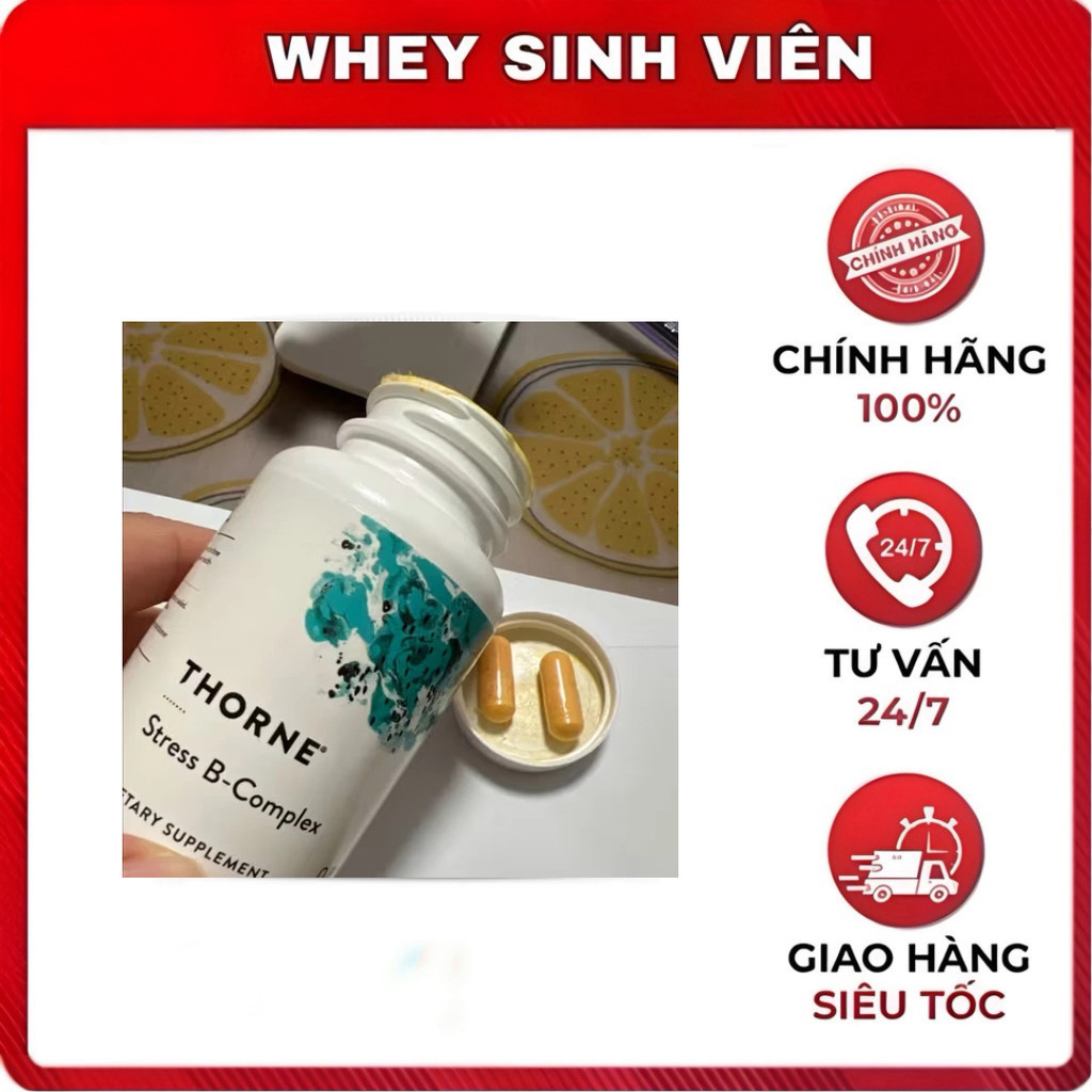 Viên uống THORNE Stress B-Complex -  Tăng Cường Năng Lượng, Trao Đổi Chất - Whey Sinh Viên