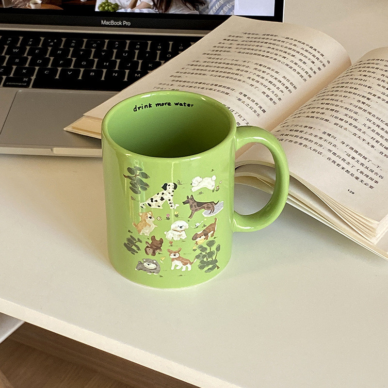 Cốc nước gốm sứ 350ML Cốc cà phê xanh