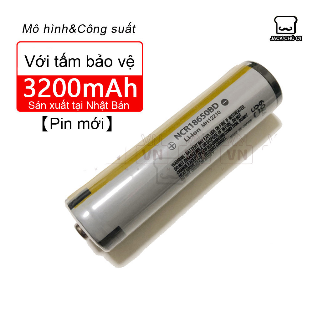 Pin Panasonic 18650 xám 3200mAh xả 10A 3.7V NCR18650BD chính hãng Nhật Bản 18650 Pin Với tấm bảo vệ