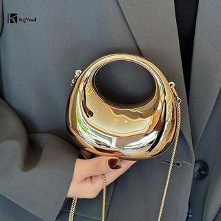 KgYewl Nữ Dây Xích Túi Đeo Ngang Ví Nhỏ Acrylic Kim Loại Luster Nửa Trăng Đảng Tiệc Túi Nữ Sang Trọng Túi Xách Mới