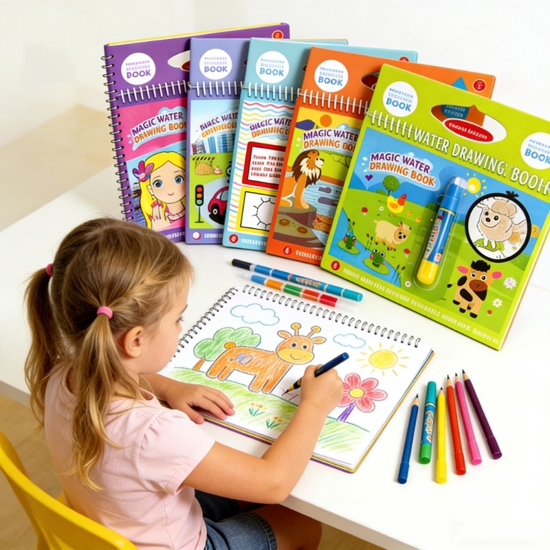 ONE Kids Water Sketch Book with Refillable Water Pen Magic Water Drawing Pad
