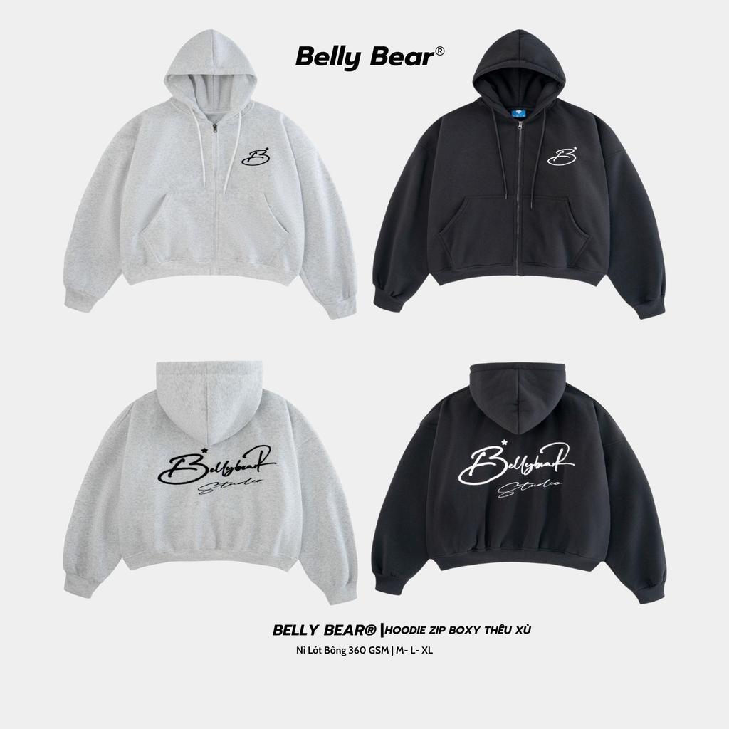 Belly Bear Loose B-Shape Zip Hoodie Jacket Warm Fleece Ruffles