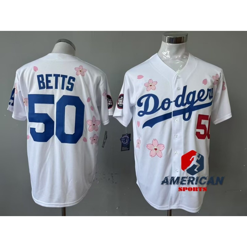 Áo bóng chày trắng Los Angeles Dodgers Mookie Betts 2025 Tokyo Series