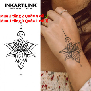  Inkartlink Magic tattoo không thấm nước bán vĩnh viễn lâu trôi tạm thời nhãn dán hình xăm giả tối giản hình xăm hoa sen hình xăm hena hình xăm tiệc hình xăm nghệ thuật 8cm × 12cm 