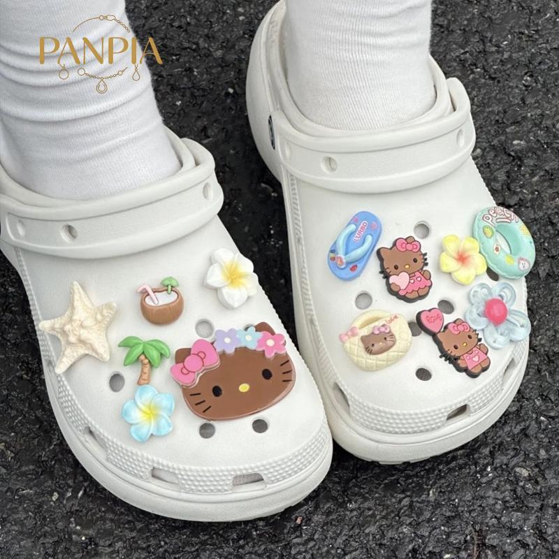 PNPIA- 13 Chiếc Sanrios Charm Hello Kitty Giày Hoa Accessorie Hawaii Bơi Vòng Hello Kitty Giày Hoa T